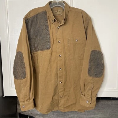 Camisa de tiro North River Outfitters para hombre abotonada codos almohadillas talla L marrón Foto 1 de 4