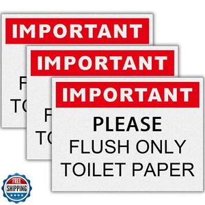 Do Not Flush sign,Please Flush Only Toilet Paper Reflective Bathroom Sign Sti - Picture 1 of 5