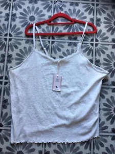 BNWT Grey Camisole / Vest Top Size 20 By TU Lace Detail Cotton/elastane/viscose - Picture 1 of 8