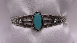 Turquesa de plata esterlina JP Pacific Jewelry Co. Puño detallado estampado (9,39 g) - Imagen 1 de 7