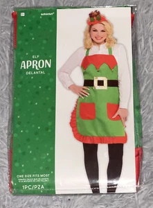 Weihnachtselfe Stoffschürze | Party Kostüm Einheitsgröße - Bild 1 von 1