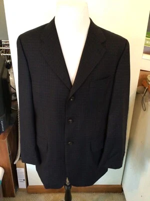 Chaps Ralph Lauren Black Wool Check Sport Coat Jacket 3 Button Sz 42 R - Image 1 of 4