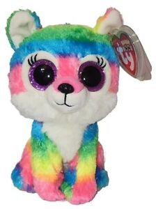 Ty Beanie Boos RIVER the Rainbow Wolf (6 Inch)(Great Wolf Lodge Exclusive) MWMTs