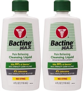 Bactine MAX Pain Relieving Cleansing Liquid Kills 99% of Germs,4 Oz 2 Pack - Picture 1 of 6