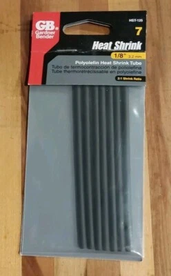 Tubo termorretráctil de poliolefina Gardner Bender 1/8" 3,2 mm 2:1 relación de contracción (7 piezas) Foto 1 de 3