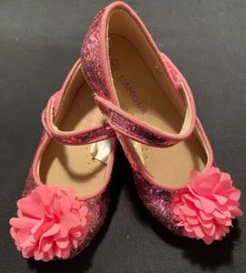 Toddler girls L’AMOUR Pink Glitter Sparkle Mary Jane’s 5 5M ballet flats costume - Picture 1 of 4