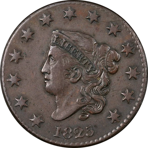 1825 Large Cent Choice XF/AU N.3 R.4- Superb Eye Appeal Strong Strike Cover