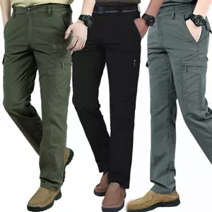 Mens Elasticated Cargo Combat lightweight Quick Dry Work Trousers Bottoms Pants, - Picture 1 of 17