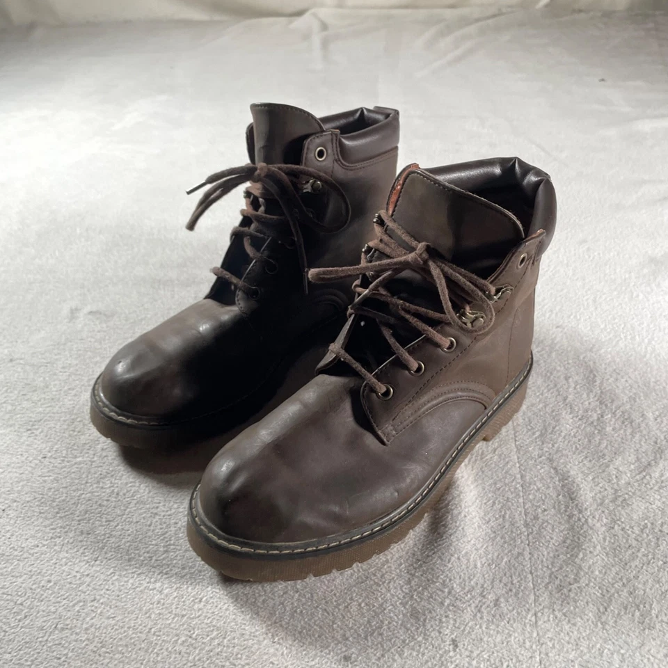 Botas Glory Desteñidas Para Mujer 7 1/2 Cuero Marrón Y2K Grueso Botín Morgan Foto 1 de 4