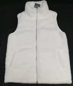 LOMON Womens Fuzzy Sherpa Fleece Jacket Lightweight Vest White Size Large - Picture 1 of 8