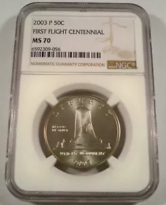 2003-P 50c NGC MS70 FRIST FLIGHT CENTENNIAL COMMEMORATIVE CLAD HALF DOLLAR MS 70 - Picture 1 of 4