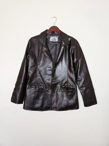 A Collezioni Brown faux leather Jacket Medium - Picture 1 of 5