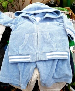 3 months, light blue velour, zip up hoodie and bottoms set by Ralph Lauren - Picture 1 of 5
