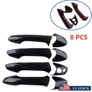 Carbon Fiber Look Exterior Door Handle Cover Trim LHD For Benz W204 C300 C250 US - Picture 1 of 8