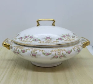 Plato Floral Tressemanes y Vogt Limoges Francia Antiguo Porcelana Redondo Cubierto - Imagen 1 de 18