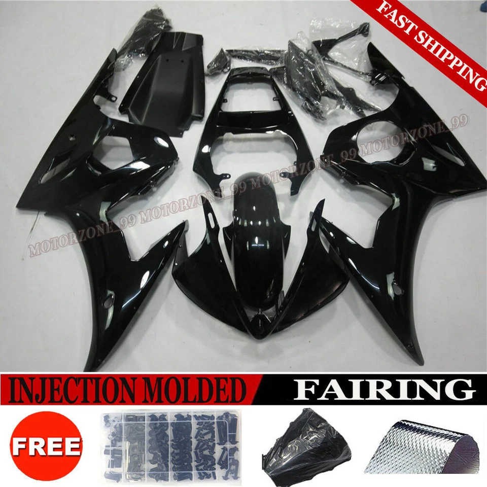 Glossy Black Fairing Kit For Yamaha YZF R6 2003-2004, R6S 2006-2009 ABS Bodywork - Imagem 1 de 4