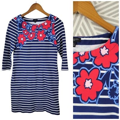 Talbots T-Shirt Dress Size Small Petite casual Floral Stripe Party Blue Pink - Image 1 of 4