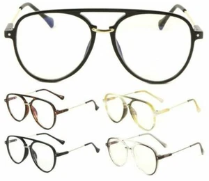 OVERSIZED CLASSIC PILOT AVIATOR SUNGLASSES CLEAR LENSES RETRO DESIGNER FASHION - Picture 1 of 8