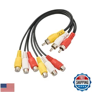 ZZJMCH RCA Splitter Cable, 3 RCA Male Jack to 6 RCA Female Plug Splitter Audi - Picture 1 of 2