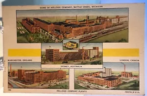 c1930s Battle Creek, MI Postcard "KELLOGG COMPANY PLANTS" 4 Factory Views - Rare - Picture 1 of 2