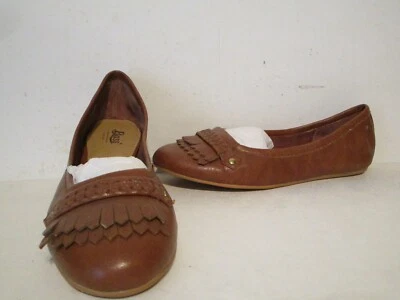 贝斯女式 Bridget 山羊翻滚皮革懒人平底乐福鞋平底棕褐色 6 码 — 第 1/4 张图片