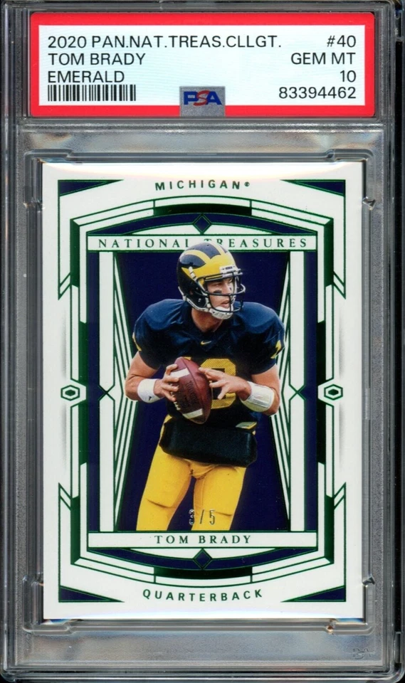 Panini National Treasures Collegiate 2020/Tom Brady, esmeralda/5, PSA 10 Foto 1 de 1
