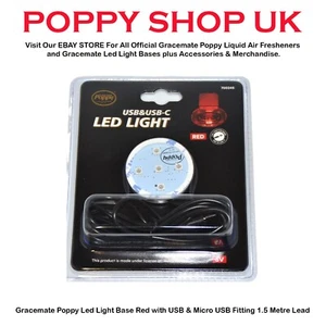 Gracemate Mohn LED Lichtbasis ROT mit USB-Anschluss KOSTENLOSE VERSAND AM NÄCHSTEN TAG - Bild 1 von 8