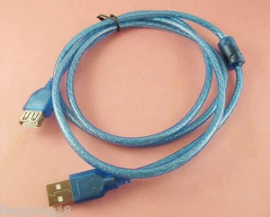 USB 2.0 A Male Plug to USB 2.0 A Female Jack Extension Cable Cord Blue 1.5m/5FT - Picture 1 of 4