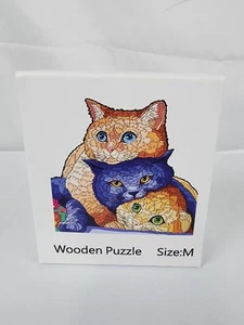 Complete Wooden PUZZLE Layer of 3 Cats 106 piece special shapes - Picture 1 of 3