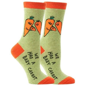 Blue Q Womens Crew Socks We Had A Baby Carrot Size 5-10 Green Orange - Picture 1 of 1