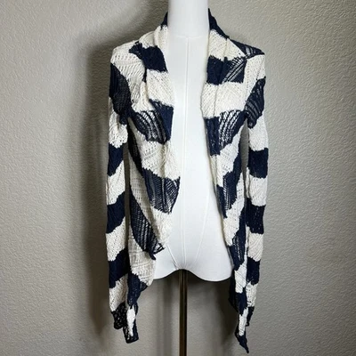 Nuevo suéter cárdigan largo abierto a rayas negro tostado Lauren Ralph Lauren para mujer S Foto 1 de 4