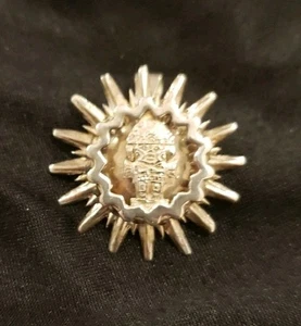Vintage Peru Inca Warrior Pendant Brooch Pin Sterling 925 Silver 1" Sun God - Picture 1 of 17