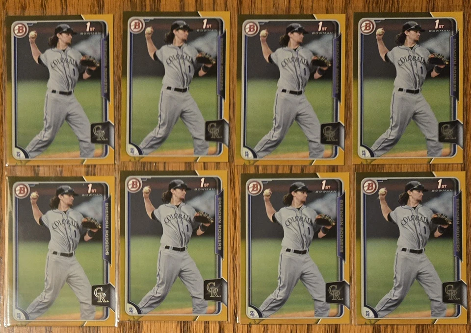 (8) Card Lot BRENDAN RODGERS 2015 Bowman Draft Gold Parallel /50  - Image 1 of 2