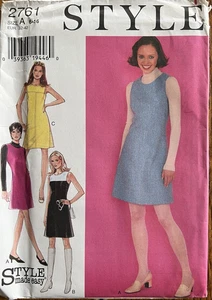 1995 STYLE 2761 Color-Block Sleeveless MINI DRESS Jumper sewing pattern 6-16 U/C - Picture 1 of 2