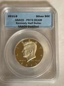2011-S Silver Kennedy Half Dollar ANACS PR70DCAM Deep Mirror - Picture 1 of 4