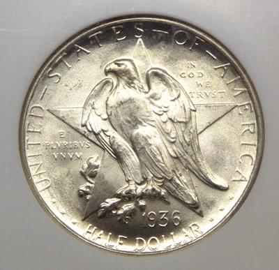 1936 "D" Commemorative *TEXAS* Silver Half Dollar 50c NGC MS67 #002 Gem BU Unc - Image 1 of 4