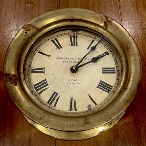 Orologio in ottone PortHole Panama Pacific piroscafo San Francisco Steam Punk nautico - Foto 1 di 13