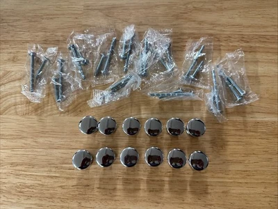 "Juego de 12 perillas de metal contemporáneas exclusivas, cromadas, diámetro de 3/4"" con tornillos" Foto 1 de 2