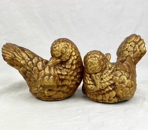 Vintage Gold Painted Ceramic Turtle Doves Pair Mid Century Modern Christmas - Picture 1 of 7