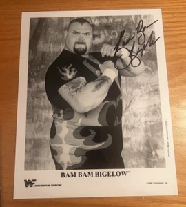 BAM BAM BIGELOW AUTOGRAPH ORIGINAL SIGNED PROMO PHOTO WWE WWF WCW - Picture 1 of 2