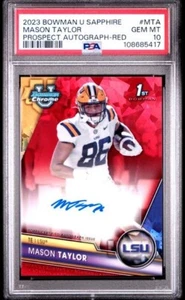 Mason Taylor 2023 Bowman Chrome Rouge Saphir #/5 PSA 10 GEM ! - Photo 1/2