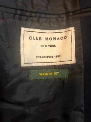 Blazer Club Monaco Para Hombre Talla 38 R Ajuste Wright Puños Funcionando Azul Marino Foto 1 de 4