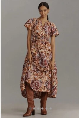 NWT Anthropologie The Somerset Maxi Dress Size XL Bronze Floral #NC504 - Image 1 of 4