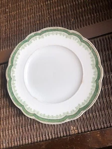 J&G Meakin England Braganza Green/Gold trimmed Salad Dessert 8" Plates -Set of 4 - Picture 1 of 6