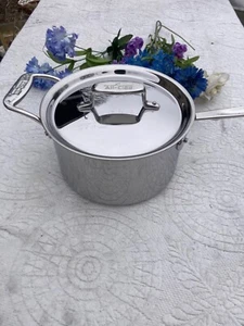 ALL CLAD NEW D5 Polished stainless  4 QUART SAUCEPAN 5-ply w/Lid - Picture 1 of 4