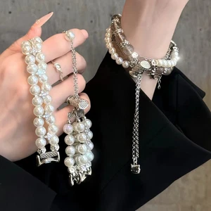For Apple Watch Band iWatch Strap Pearl Telescopic Chain Adjustable for Woman - Zdjęcie 1 z 9