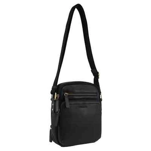 Pierre Cardin Men's Leather Compact Crossbody Bag in Black - Picture 1 of 4