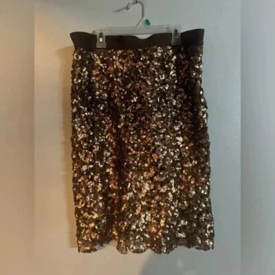 BCBG MaxAzria Bronce Combo Doroshea Lentejuelas Falda Lápiz Talla Mediana Foto 1 de 4