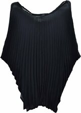 Collection XIIX womens Solid Pleated Tunic Poncho Eternal Night Black