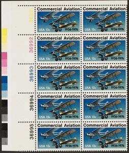US USA Sc# 1684 MNH FVF PLATE# BLOCK Ford-Pullman Monoplane Laird Swallow Plane - Picture 1 of 1